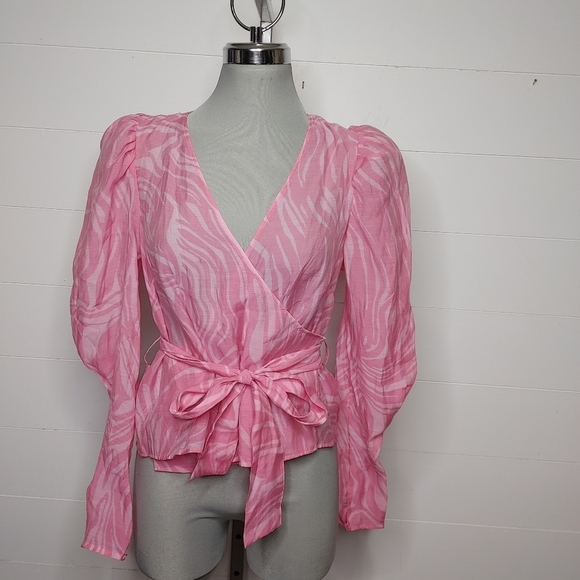 H&m puff sleeve wrap blouse size XXS - Picture 1 of 12
